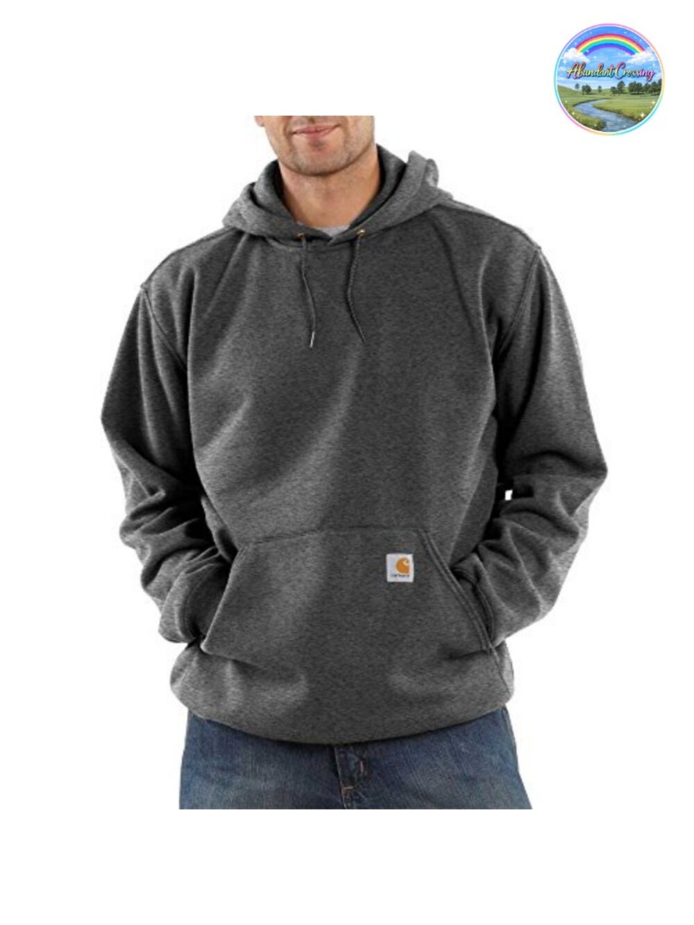 Loose Fit Midweight Cotton Blend Hooded Sweatshirt with Kangaroo Pocket